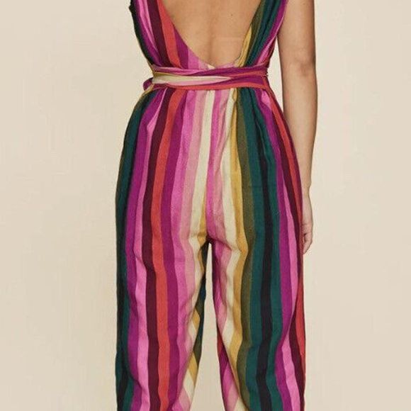 LPA Womens Jumpsuit Skylar Multi-colored Stripes Extra Large NWT (DEFECT) (2-13) - Picture 5 of 8